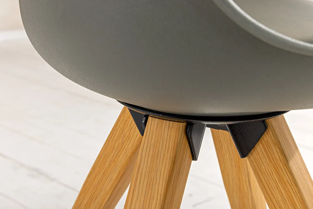 Riess-Ambiente Skandinavisch|Stühle > 2er Set Design Stuhl SCANDINAVIA MEISTERSTÜCK grau Kunstleder natur Metall Eichen-Optik