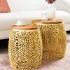Riess-Ambiente Beistelltische|Goldene Möbel > 2er Set Filigraner Design Couchtisch ABSTRACT LEAF gold Akazienholz Handarbeit Metall rund