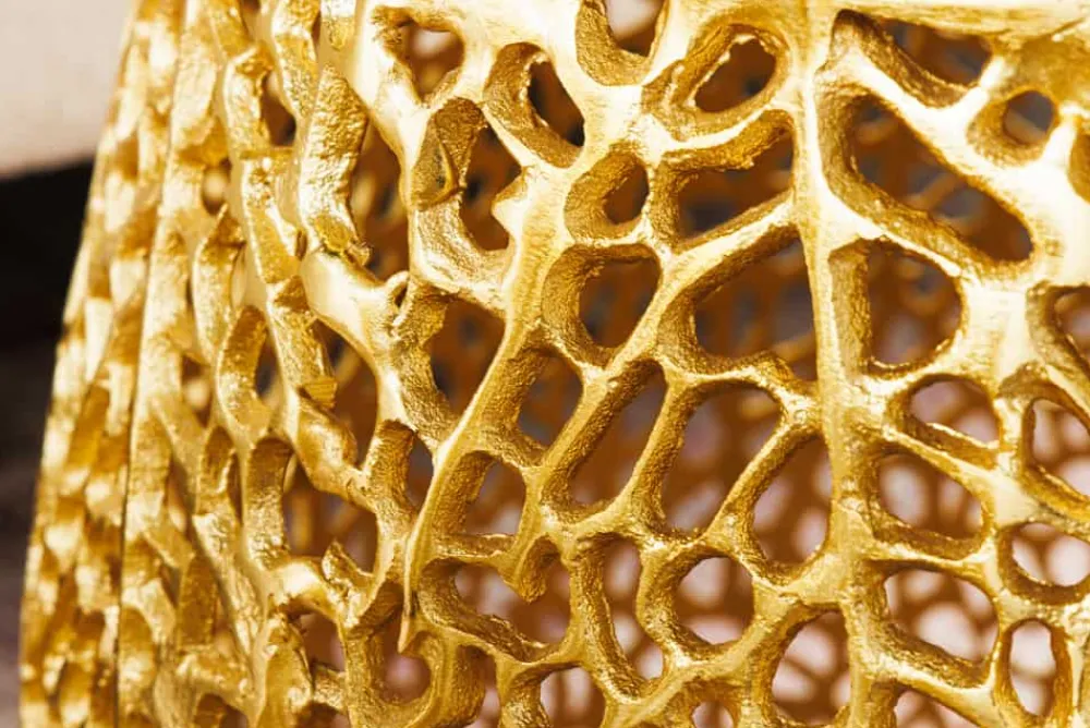 Riess-Ambiente Beistelltische|Goldene Möbel > 2er Set Filigraner Design Couchtisch ABSTRACT LEAF gold Akazienholz Handarbeit Metall rund