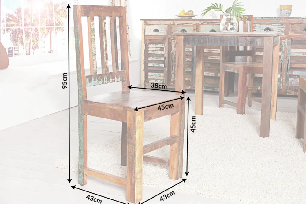 Riess-Ambiente Mehr...|Massivholzstühle > 2er Set Massiver Holz Stuhl JAKARTA aus recycelten Fischerbooten