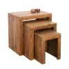 Riess-Ambiente Mehr...|Couchtische > 3er Set Massivholz Beistelltische MAKASSAR 45cm braun Sheesham stone finish Maserung