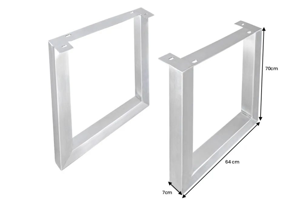 Riess-Ambiente Industrial Loft|Esstische > 2er Set Tischgestell U-FRAME 70cm Edelstahl gebürstet matt Tischbeine Kufe Esstisch