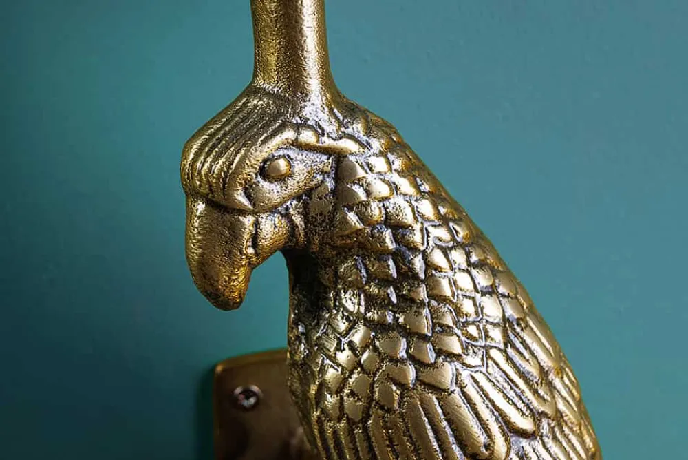 Riess-Ambiente Goldene Möbel|Garderoben > 2er Set Wandgarderobe WILDLIFE BIRDS 45cm gold Metall Hammerschlag Design handmade