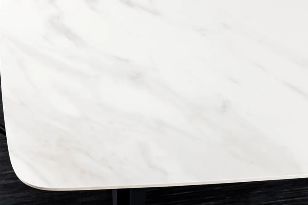 Riess-Ambiente Esstische > Esstisch MILANO 180cm weiß Marmor Keramik schwarzes Metallgestell