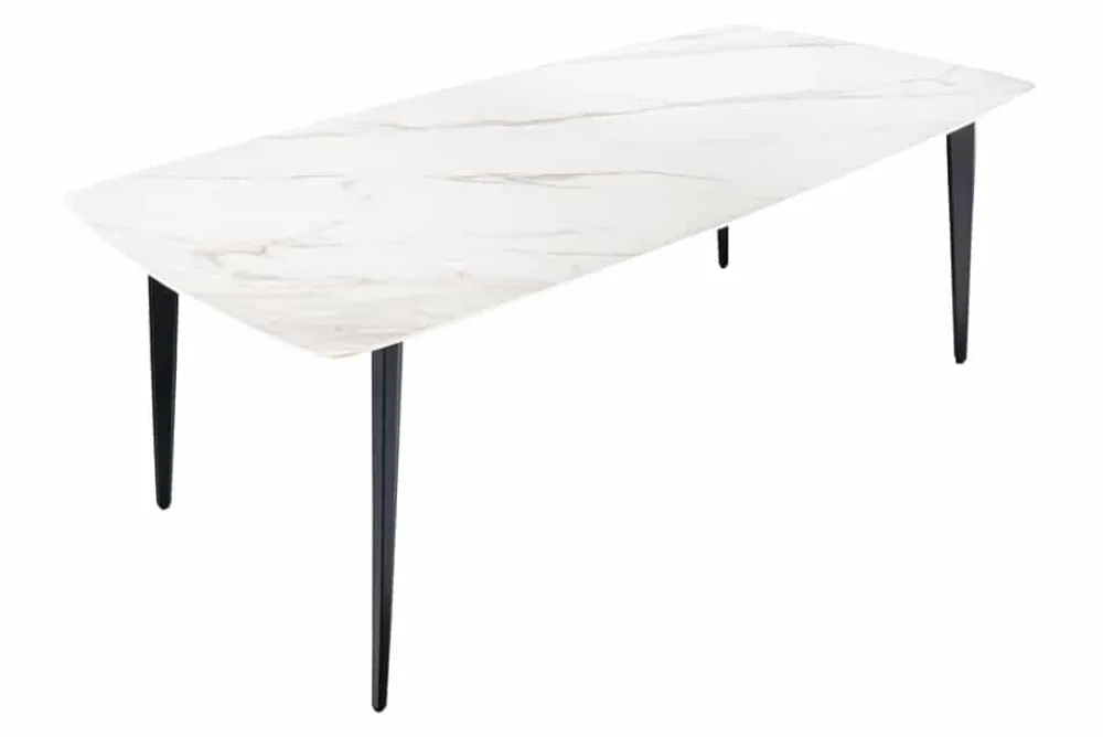 Riess-Ambiente Esstische > Esstisch MILANO 180cm weiß Marmor Keramik schwarzes Metallgestell