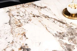 Riess-Ambiente Esstische > Esstisch MILANO 160cm weiß Pandora Keramik schwarzes Metallgestell