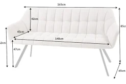 Riess-Ambiente Industrial Loft|Skandinavisch > Esszimmer Sitzbank PAPILLON 165cm champagner beige mit Lehnen schwarzes Metallgestell