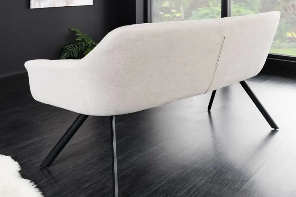 Riess-Ambiente Industrial Loft|Skandinavisch > Esszimmer Sitzbank PAPILLON 165cm champagner beige mit Lehnen schwarzes Metallgestell