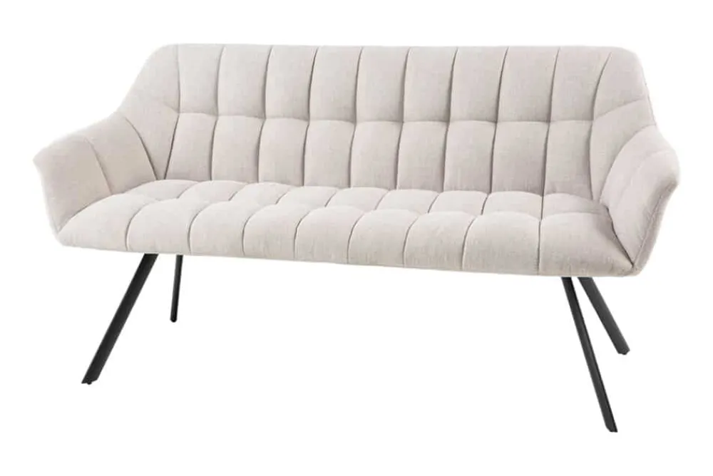 Riess-Ambiente Industrial Loft|Skandinavisch > Esszimmer Sitzbank PAPILLON 165cm champagner beige mit Lehnen schwarzes Metallgestell