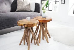Riess-Ambiente Beistelltische|Mehr... > Exklusiver Beistelltisch ROOT 30cm natur Teak Massivholz Hocker Wurzelholz rund
