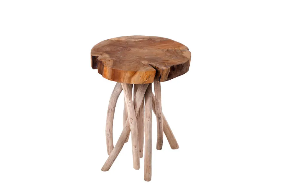Riess-Ambiente Beistelltische|Mehr... > Exklusiver Beistelltisch ROOT 30cm natur Teak Massivholz Hocker Wurzelholz rund