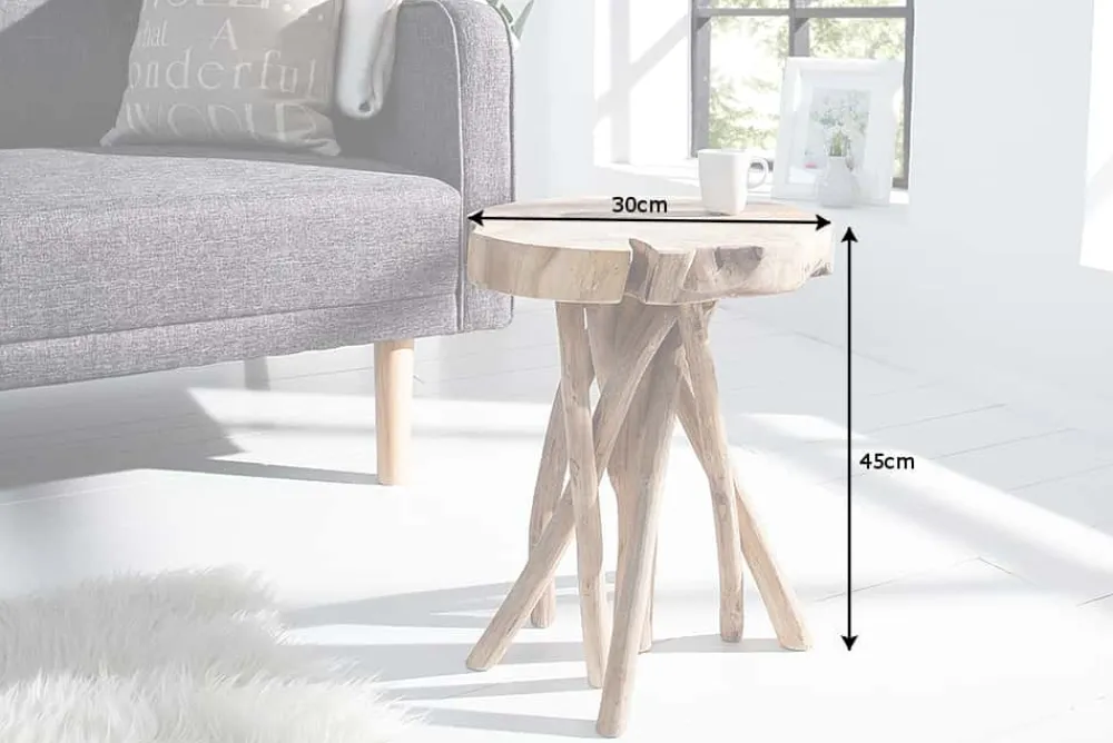 Riess-Ambiente Beistelltische|Mehr... > Exklusiver Beistelltisch ROOT 30cm natur Teak Massivholz Hocker Wurzelholz rund