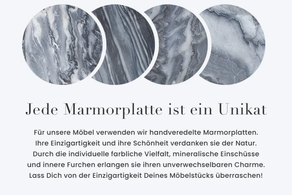 Riess-Ambiente Couchtische & Truhen > Exklusiver Couchtisch NOBLE 65cm grau echter Marmor rund silber Metall