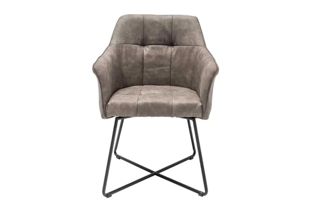 Riess-Ambiente Retro Möbel|Industrial Loft > Exklusiver Design Stuhl LOFT Microfaser vintage taupe mit Armlehne