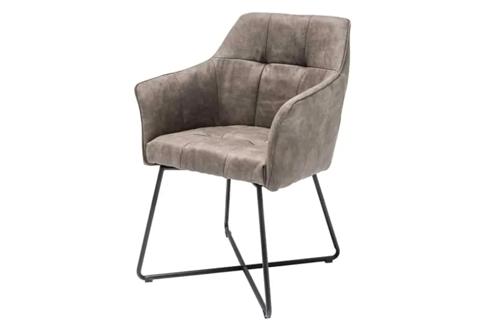 Riess-Ambiente Retro Möbel|Industrial Loft > Exklusiver Design Stuhl LOFT Microfaser vintage taupe mit Armlehne