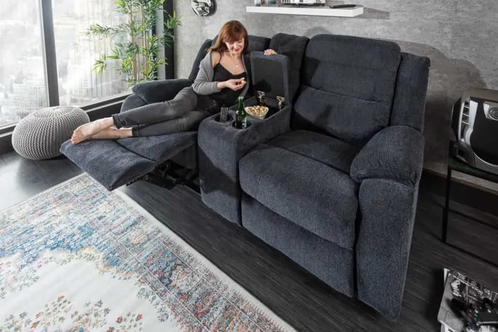 Riess-Ambiente 2-Sitzer Sofa|Sessel > Exklusiver 2er Kinosessel HOLLYWOOD dunkelgrau Fernsehsessel mit Liegefunktion