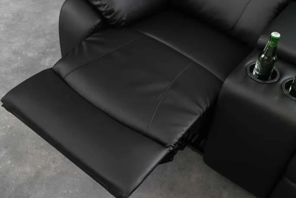 Riess-Ambiente 2-Sitzer Sofa|Sessel > Exklusiver 2er Kinosessel HOLLYWOOD 190cm schwarz mit Liegefunktion und Getränkehalter