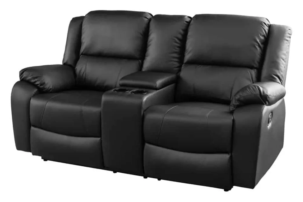 Riess-Ambiente 2-Sitzer Sofa|Sessel > Exklusiver 2er Kinosessel HOLLYWOOD 190cm schwarz mit Liegefunktion und Getränkehalter