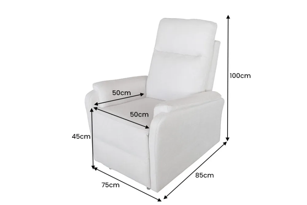 Riess-Ambiente Sessel > Exklusiver 1er Kinosessel HOLLYWOOD beige Strukturstoff elektrische Liegeposition
