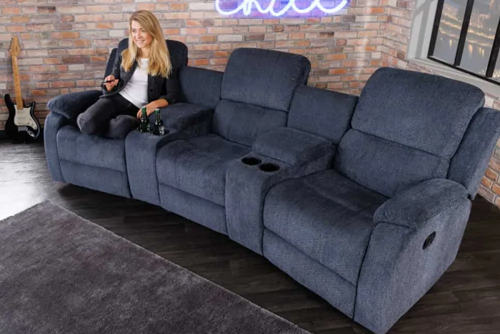 Riess-Ambiente Sessel > Exklusiver 3er Kinosessel HOLLYWOOD dunkelgrau mit Liegefunktion und Getränkehalter