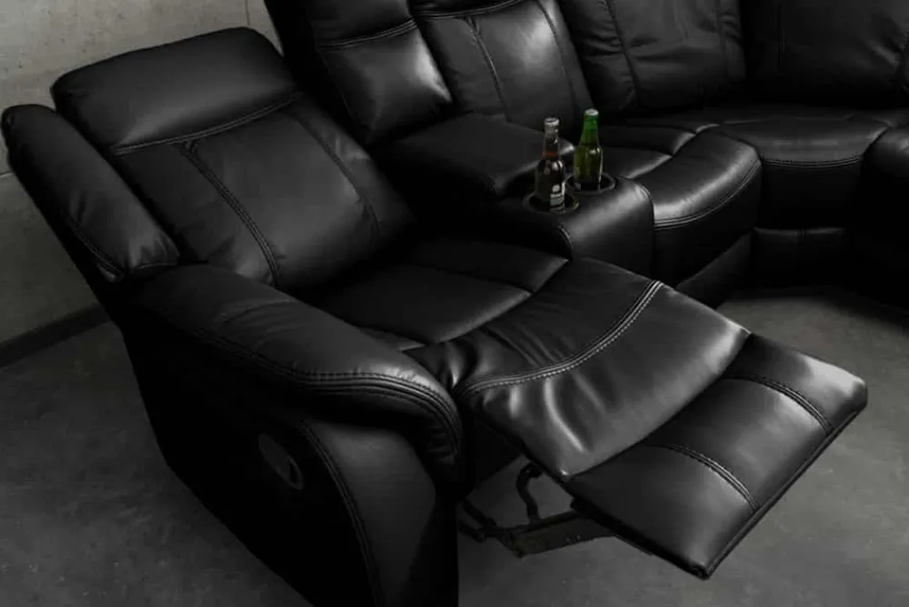 Riess-Ambiente Sessel > Exklusiver 5er Kinosessel HOLLYWOOD schwarz Ecksofa Getränkehalter Stauraum