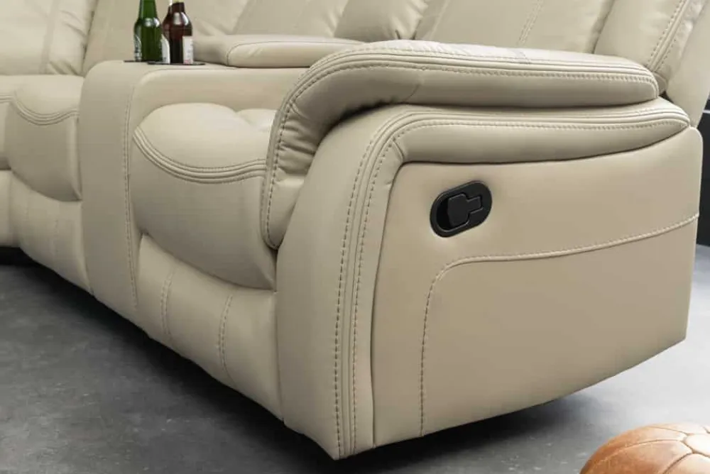 Riess-Ambiente Sessel > Exklusiver 5er Kinosessel HOLLYWOOD beige Ecksofa Getränkehalter Stauraum