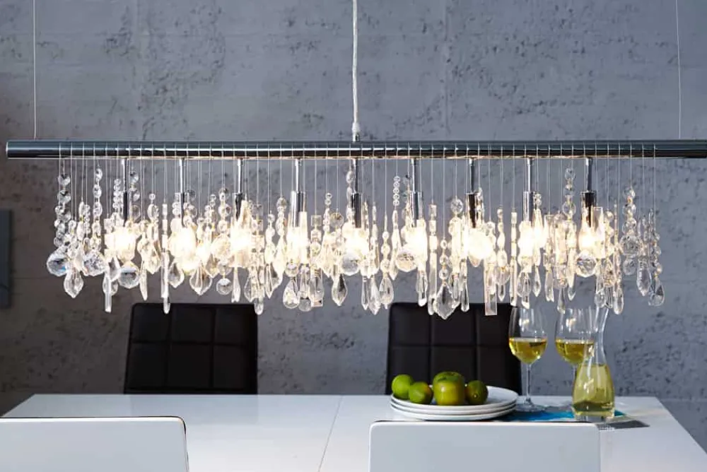 Riess-Ambiente Hängelampen > Extravagante Hängelampe DIAMONDS XL 120cm Kristall Lampe mit 9 Leuchten