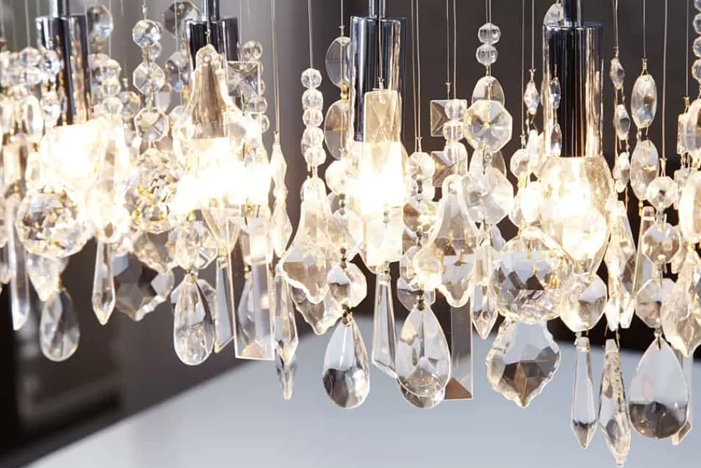 Riess-Ambiente Hängelampen > Extravagante Hängelampe DIAMONDS XL 120cm Kristall Lampe mit 9 Leuchten