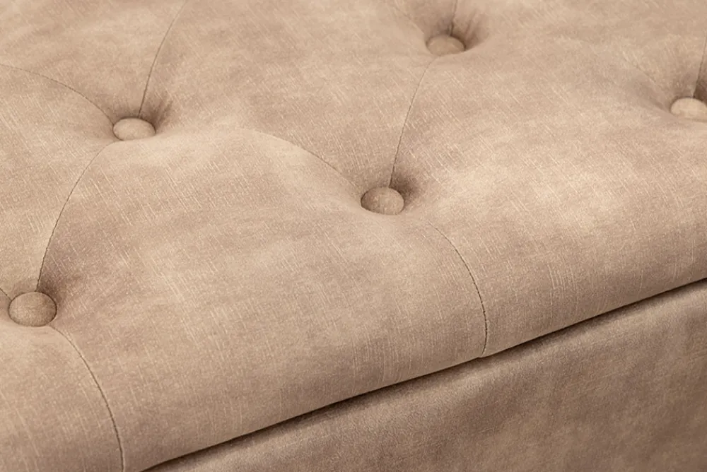 Riess-Ambiente Sitzbänke|Samt Möbel > Extravagante Polsterbank EN VOGUE 120cm beige Samt mit Stauraum schwarze Metallbeine