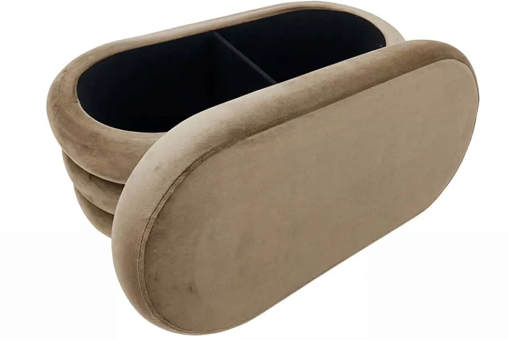 Riess-Ambiente Sitzbänke|Samt Möbel > Extravagante Polsterbank VOGUE 85cm champagner Samt Sitzbank mit Stauraum