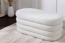 Riess-Ambiente Sitzbänke > Extravagante Polsterbank VOGUE 85cm weiß Bouclé Sitzbank mit Stauraum