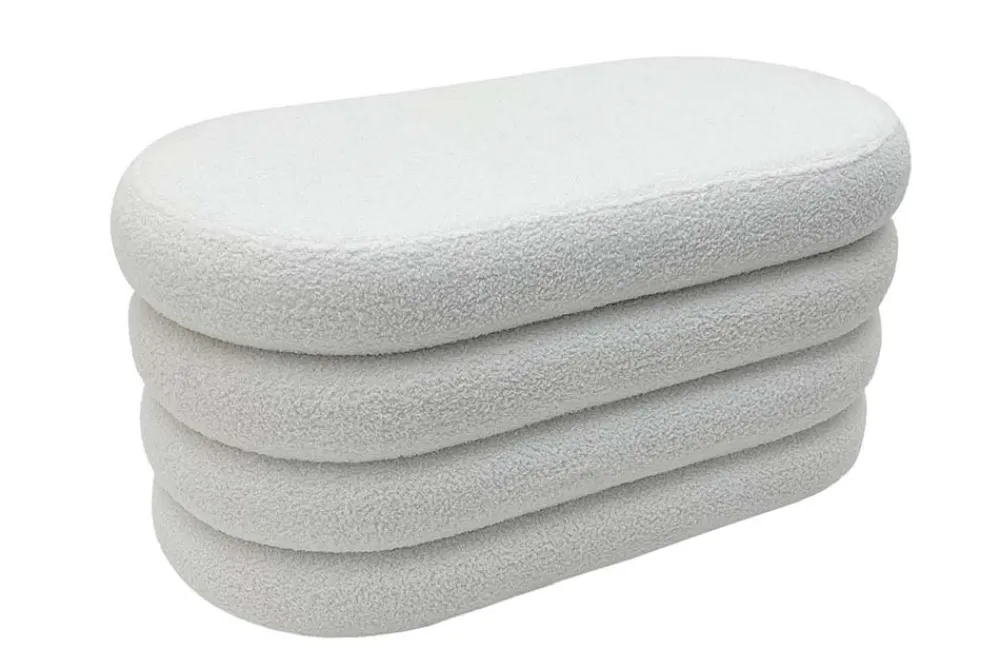 Riess-Ambiente Sitzbänke > Extravagante Polsterbank VOGUE 85cm weiß Bouclé Sitzbank mit Stauraum