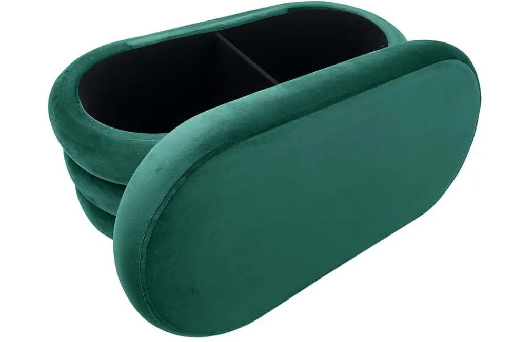 Riess-Ambiente Sitzbänke|Samt Möbel > Extravagante Polsterbank VOGUE 85cm grün Samt Sitzbank mit Stauraum