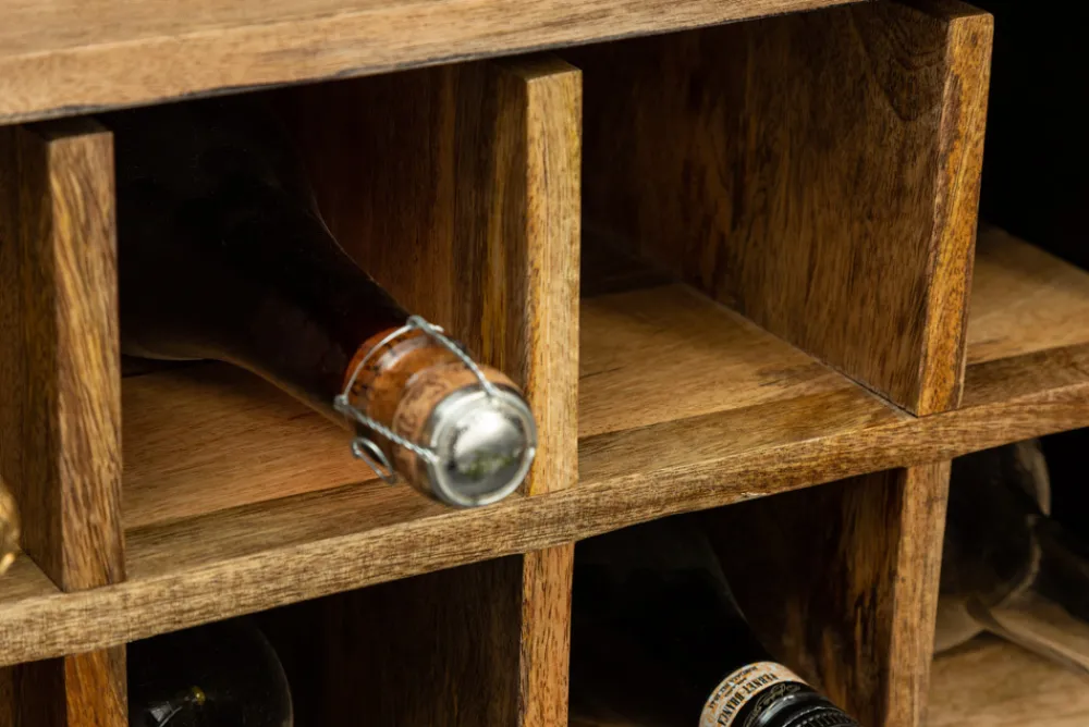 Riess-Ambiente Mehr...|Massivholzschränke > Extravaganter Barschrank ANGEL 140cm schwarz Mangoholz mit goldenen Flügeln