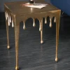 Riess-Ambiente Beistelltische|Goldene Möbel > Extravaganter Beistelltisch LIQUID LINE S 34cm gold Tropfen-Design