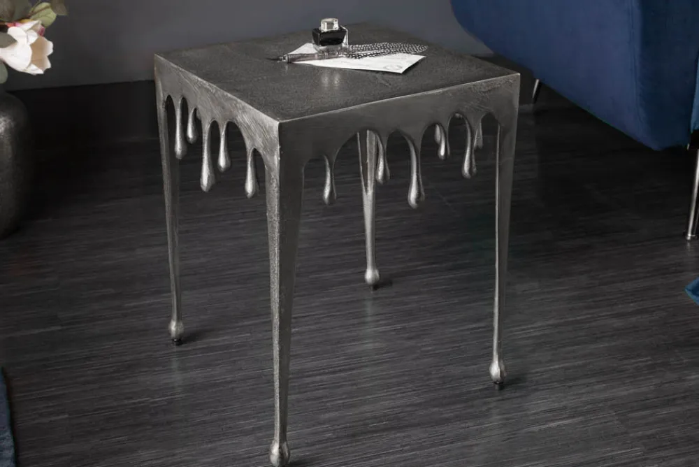 Riess-Ambiente Beistelltische > Extravaganter Beistelltisch LIQUID LINE S 34cm silber Tropfen-Design
