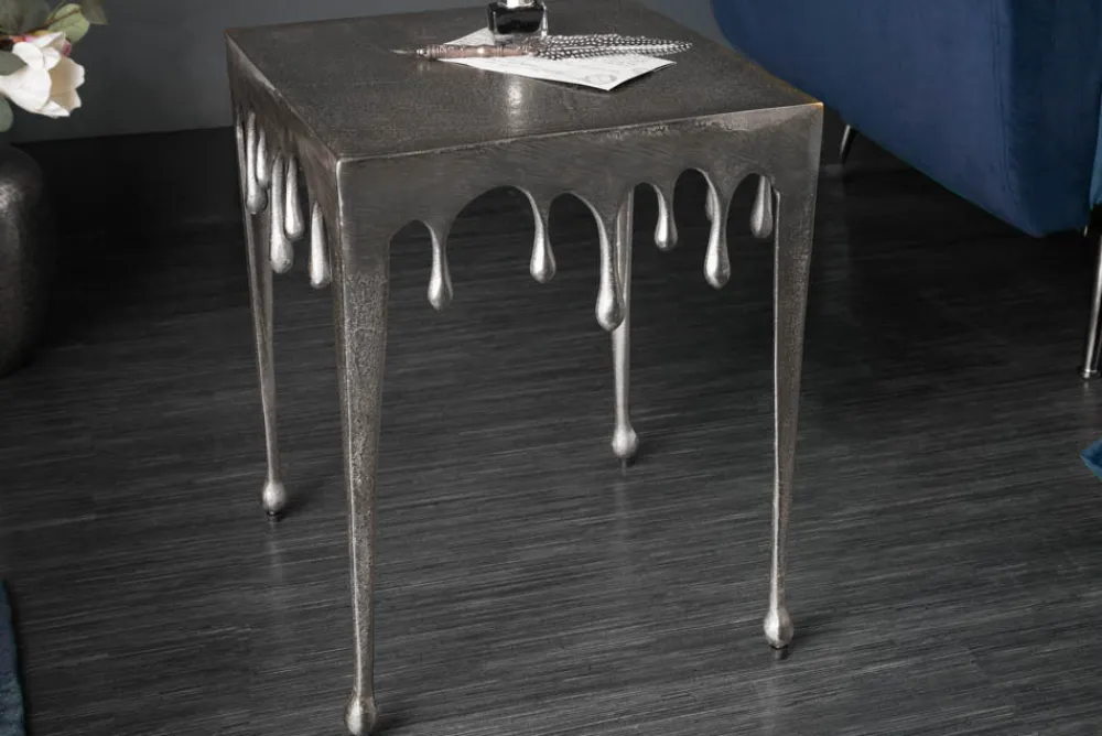 Riess-Ambiente Beistelltische > Extravaganter Beistelltisch LIQUID LINE S 34cm silber Tropfen-Design