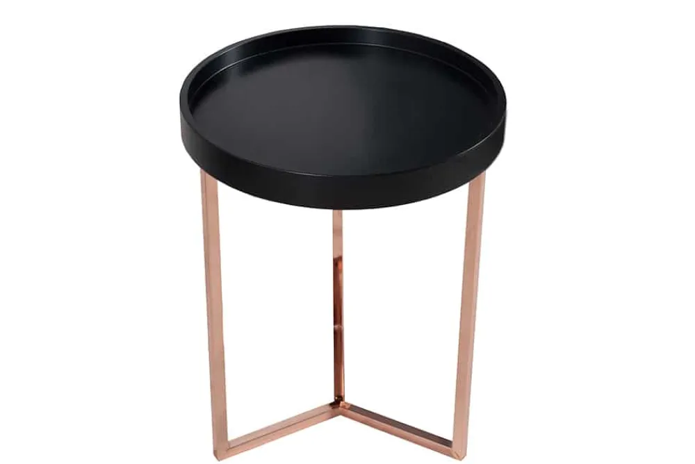 Riess-Ambiente Beistelltische|Retro Möbel > Extravaganter Beistelltisch MODULAR 40cm matt schwarz kupfer rund inkl. Tablett