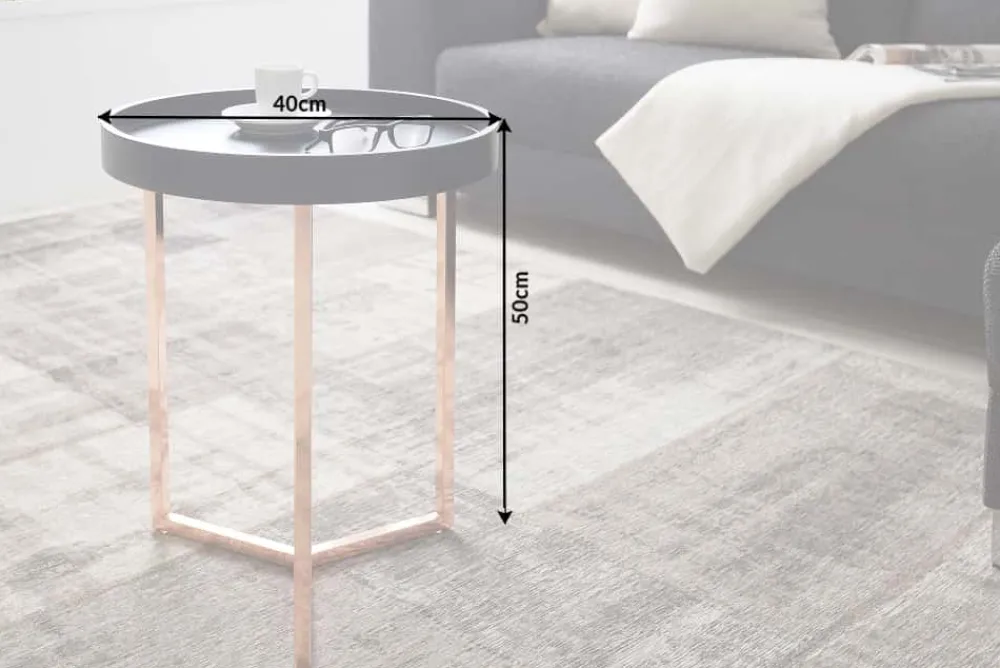 Riess-Ambiente Beistelltische|Retro Möbel > Extravaganter Beistelltisch MODULAR 40cm matt schwarz kupfer rund inkl. Tablett
