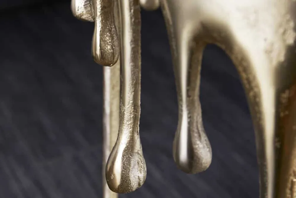 Riess-Ambiente Beistelltische|Goldene Möbel > Extravaganter Beistelltisch LIQUID LINE 50cm gold Tropfen-Design Metall Aluminium rund