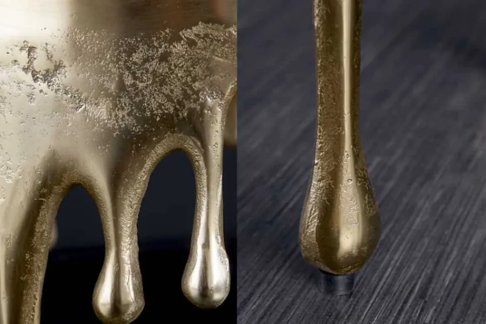 Riess-Ambiente Beistelltische|Goldene Möbel > Extravaganter Beistelltisch LIQUID LINE 50cm gold Tropfen-Design Metall Aluminium rund
