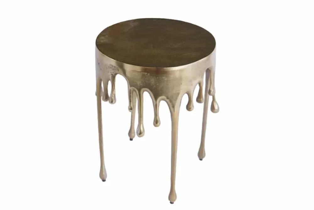Riess-Ambiente Beistelltische|Goldene Möbel > Extravaganter Beistelltisch LIQUID LINE 50cm gold Tropfen-Design Metall Aluminium rund