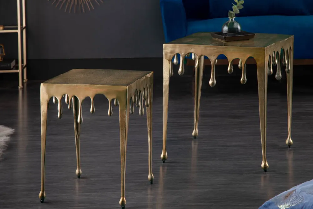 Riess-Ambiente Goldene Möbel|Couchtische & Truhen > Extravaganter Couchtisch LIQUID LINE L 46cm gold Tropfen-Design