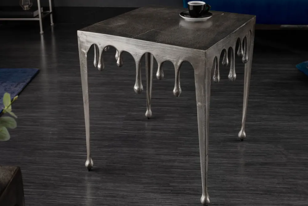 Riess-Ambiente Couchtische & Truhen > Extravaganter Couchtisch LIQUID LINE L 46cm silber Tropfen-Design