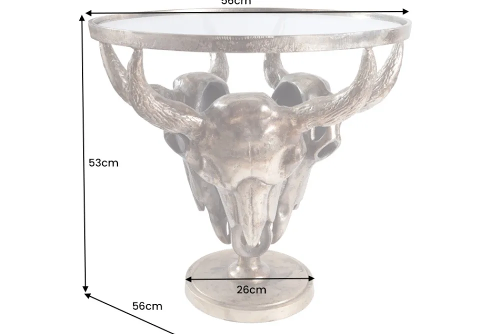 Riess-Ambiente Couchtische & Truhen > Extravaganter Couchtisch MATADOR 56cm bronze Stierkopf mit Glasplatte