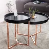 Riess-Ambiente Couchtische & Truhen|Retro Möbel > Extravaganter Couchtisch MODULAR 60cm matt schwarz kupfer rund inkl. Tablett