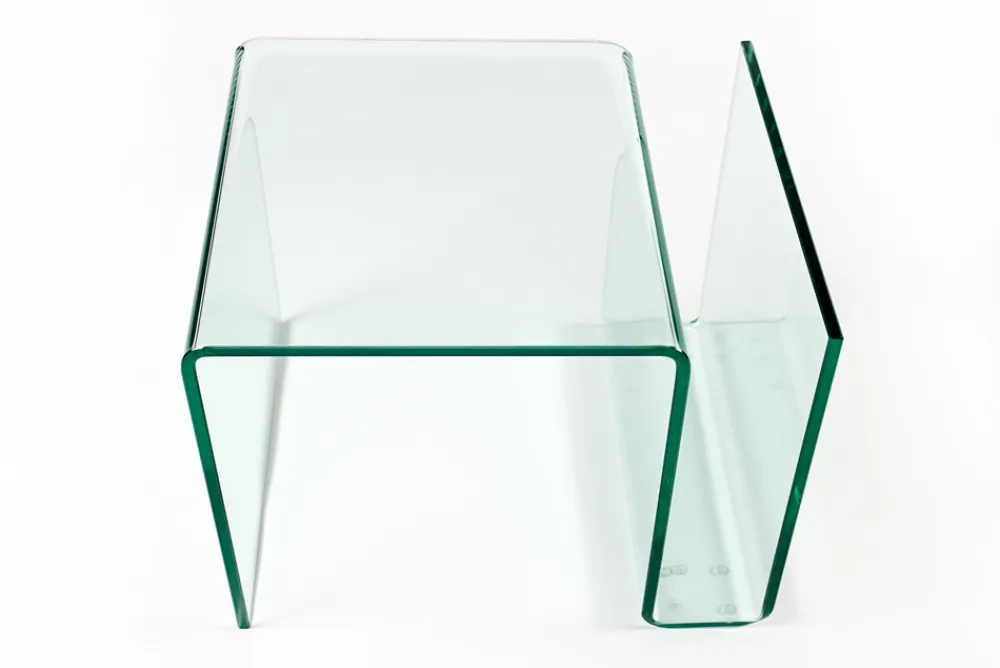 Riess-Ambiente Beistelltische|Couchtische & Truhen > Extravaganter Glas Couchtisch FANTOME 50cm Beistelltisch mit Ablage für Magazine transparent