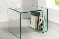 Riess-Ambiente Beistelltische|Couchtische & Truhen > Extravaganter Glas Couchtisch FANTOME 50cm Beistelltisch mit Ablage für Magazine transparent