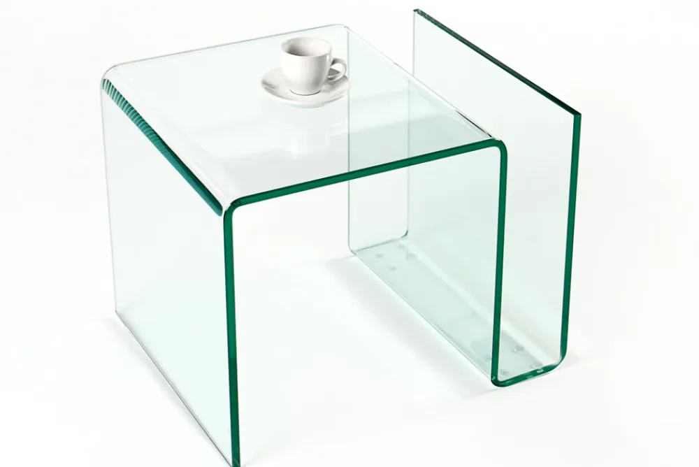 Riess-Ambiente Beistelltische|Couchtische & Truhen > Extravaganter Glas Couchtisch FANTOME 50cm Beistelltisch mit Ablage für Magazine transparent