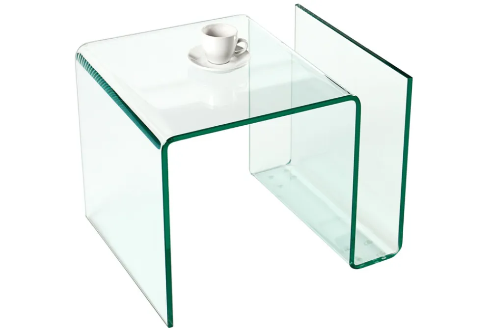 Riess-Ambiente Beistelltische|Couchtische & Truhen > Extravaganter Glas Couchtisch FANTOME 50cm Beistelltisch mit Ablage für Magazine transparent